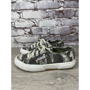 Superga Camo Army Canvas Fabric Lace Up Casual Sneakers Shoes Women 36EU/6M US
